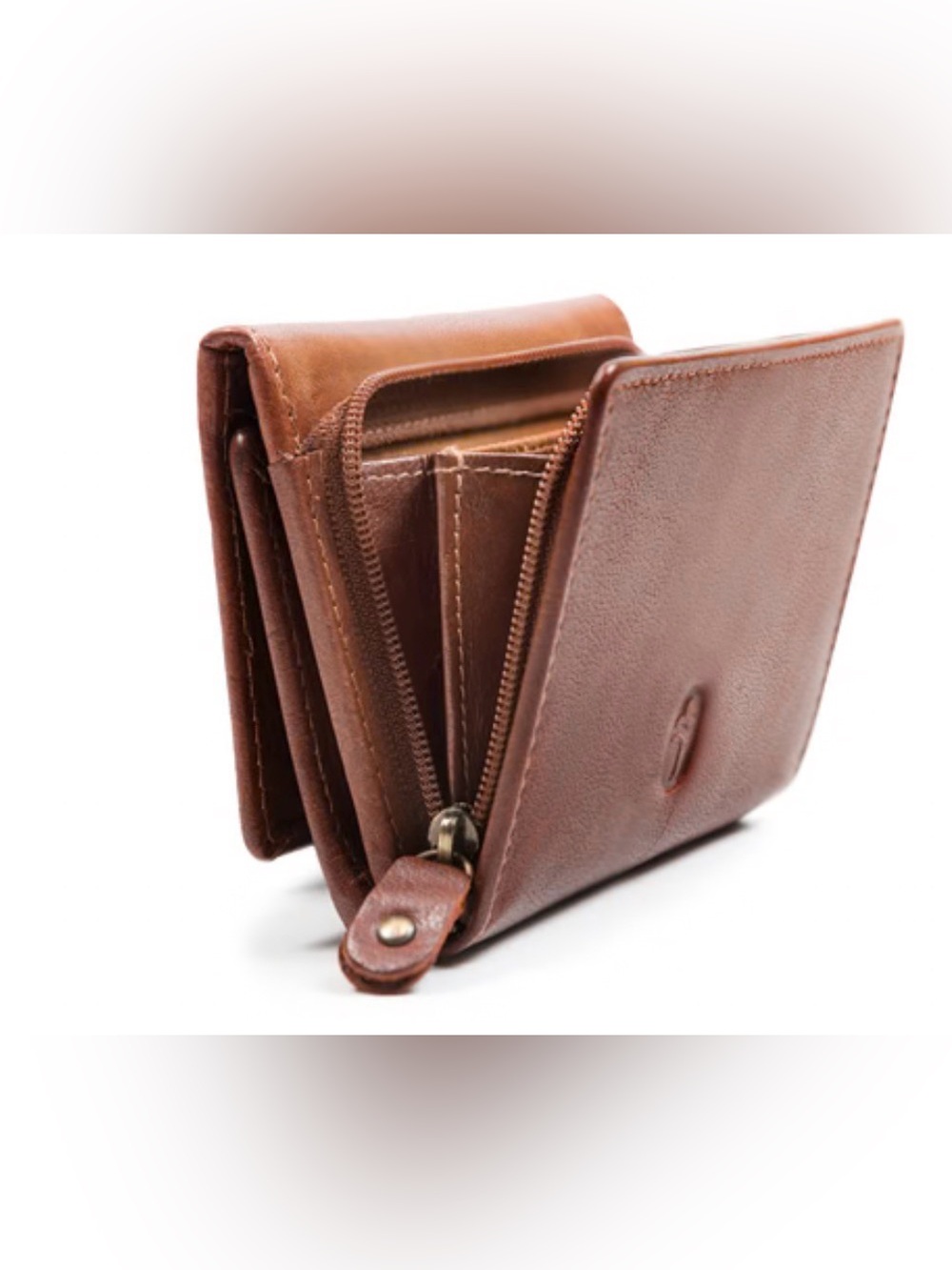 Vintage Brown Leather Trifold Wallet